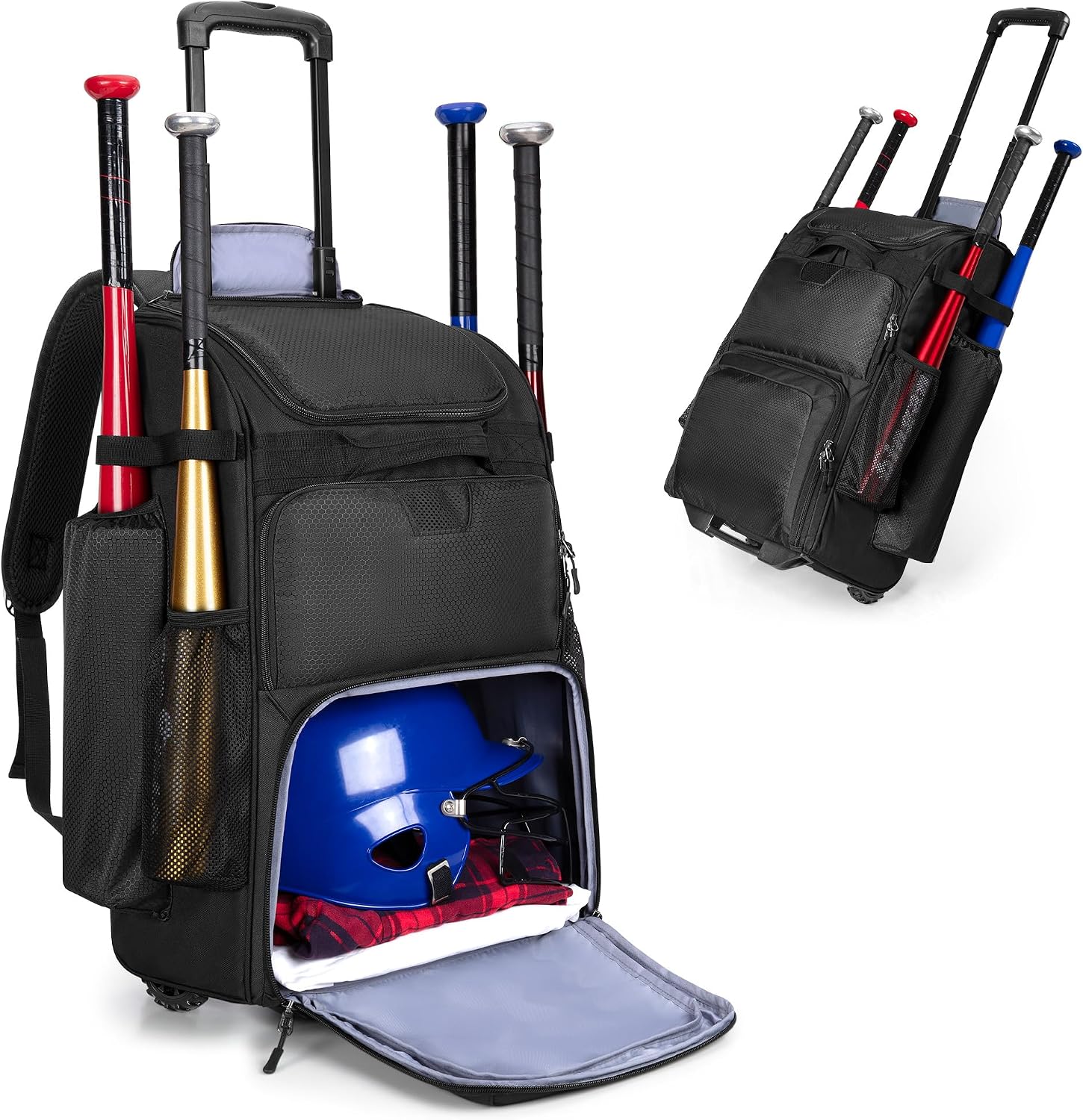 Sports Equipment Bat - Tekerlekli Beyzbol Sırt Çantası, Ağır Hizmet