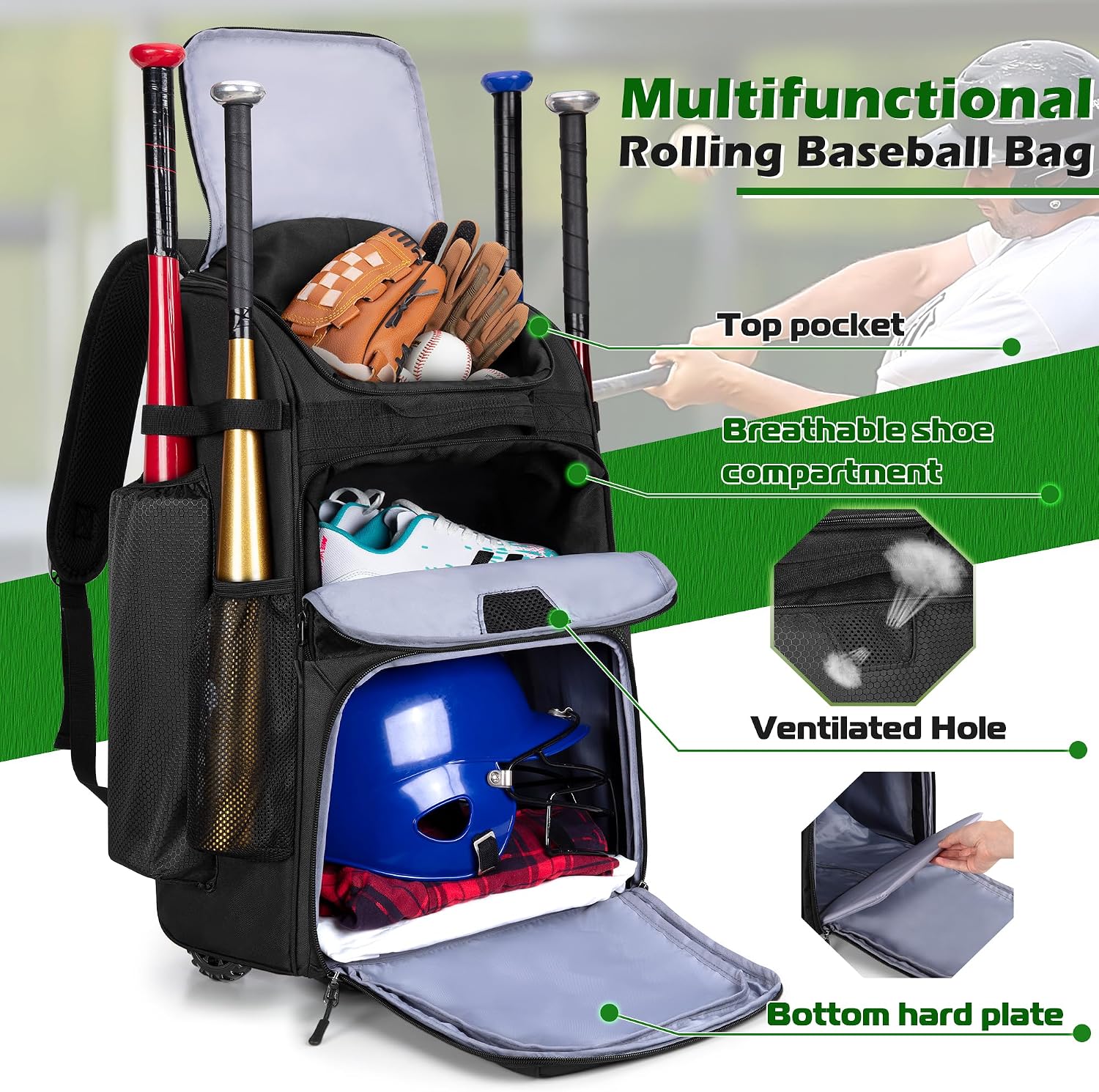Tekerlekli Beyzbol Sırt Çantas - Sports Equipment Bat incelemesi ve fiyatı